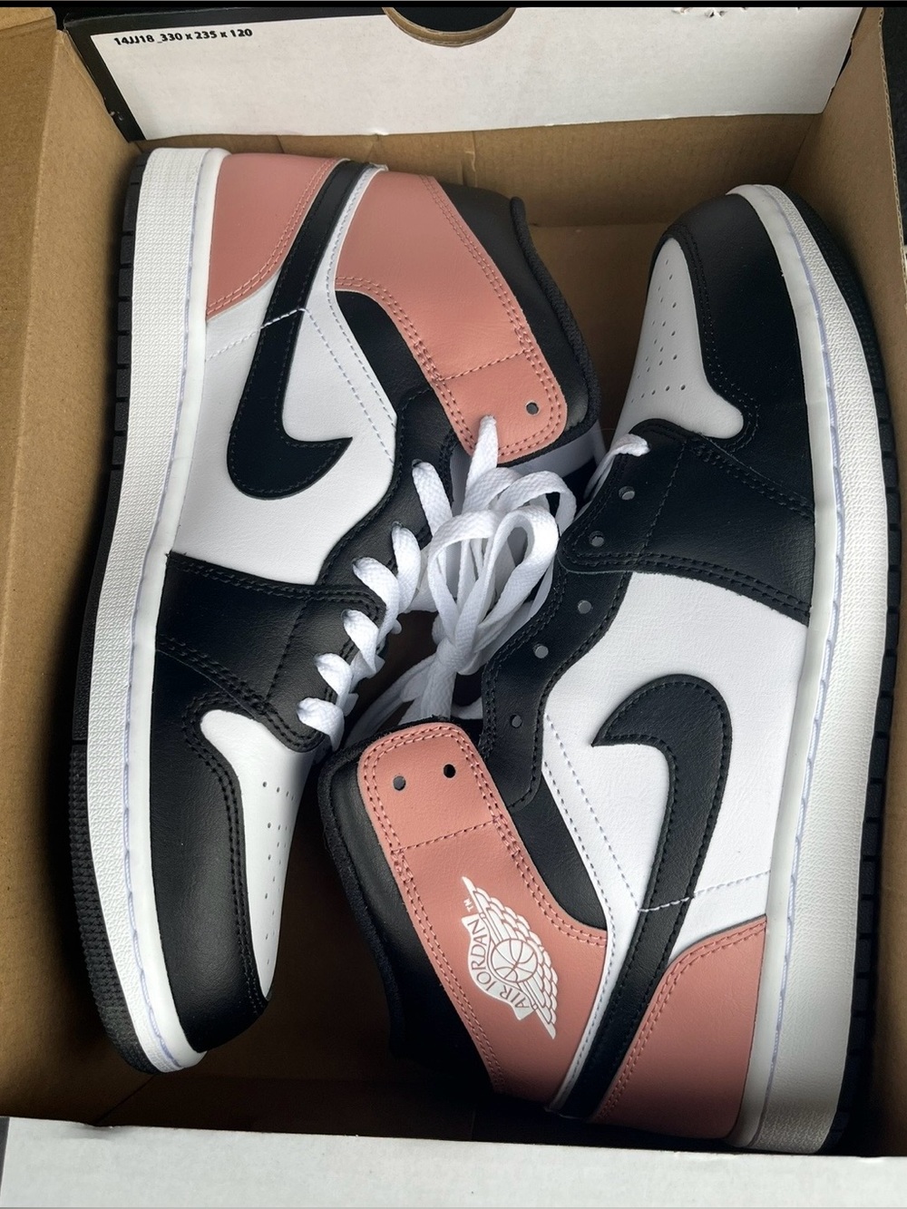 Nike Air Jordan 1 Mid Black White Pink Sneakers